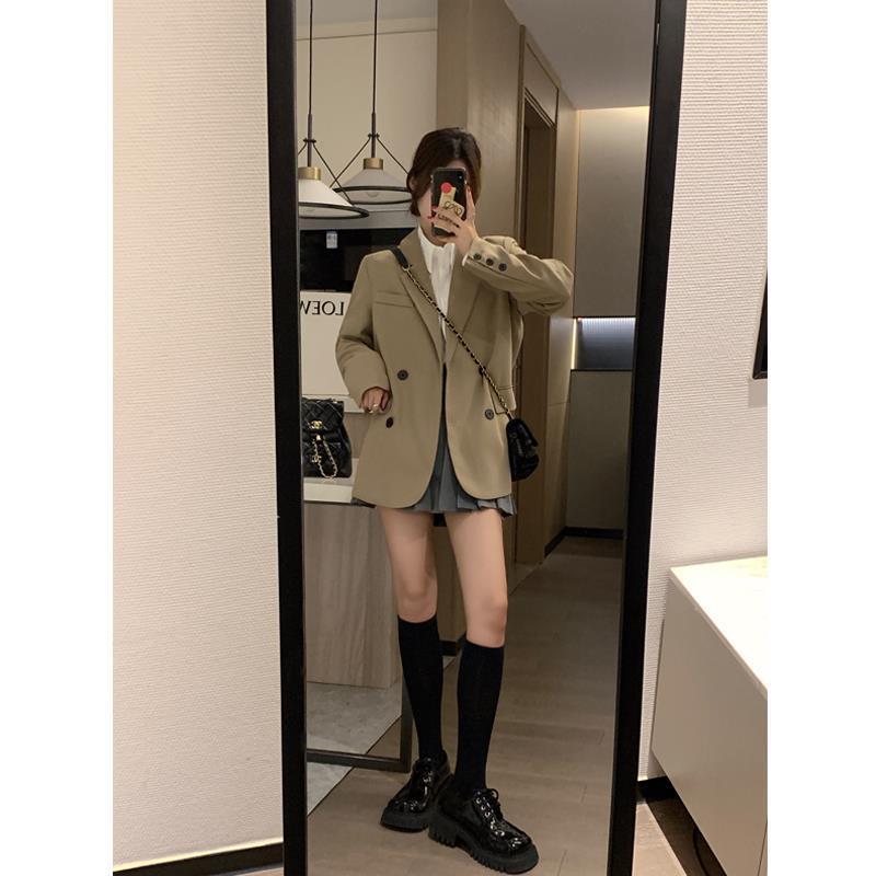Khaki casual suit jacket women's new  autumn small Korean version of the high-end fried street suit jacket