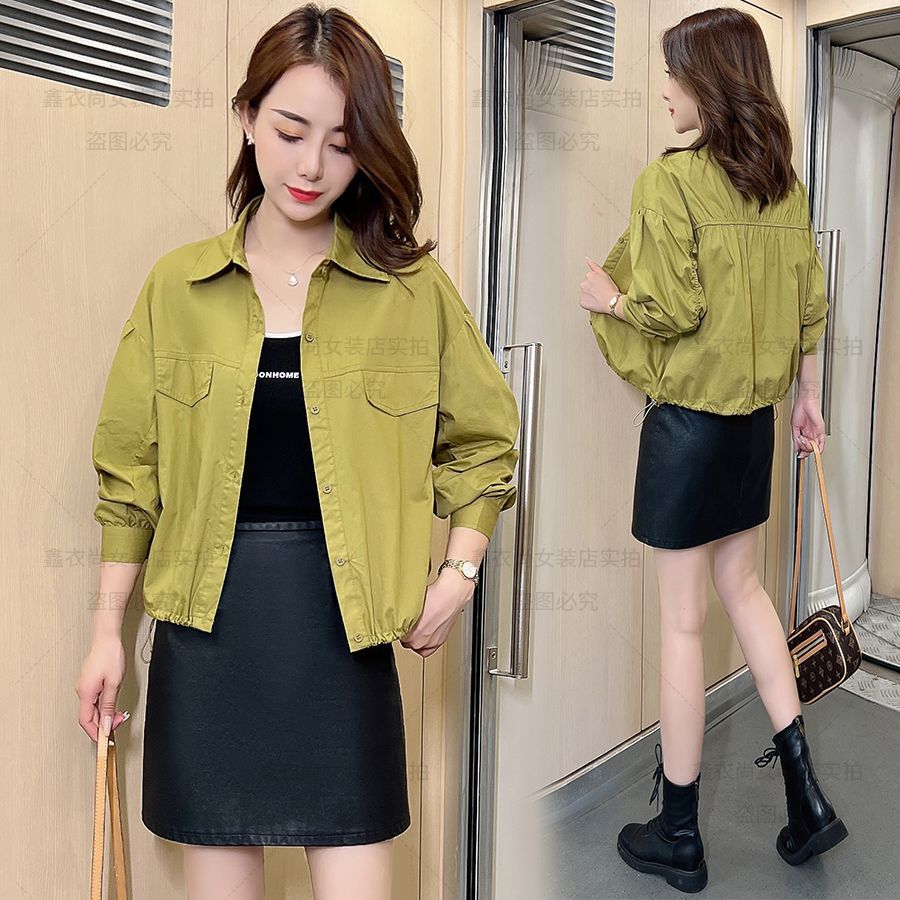 Drawstring Lapel Shirt Women's Top Women's Niche Design Sense of Western Style Age Reduction Fashion Short Cardigan Short Coat