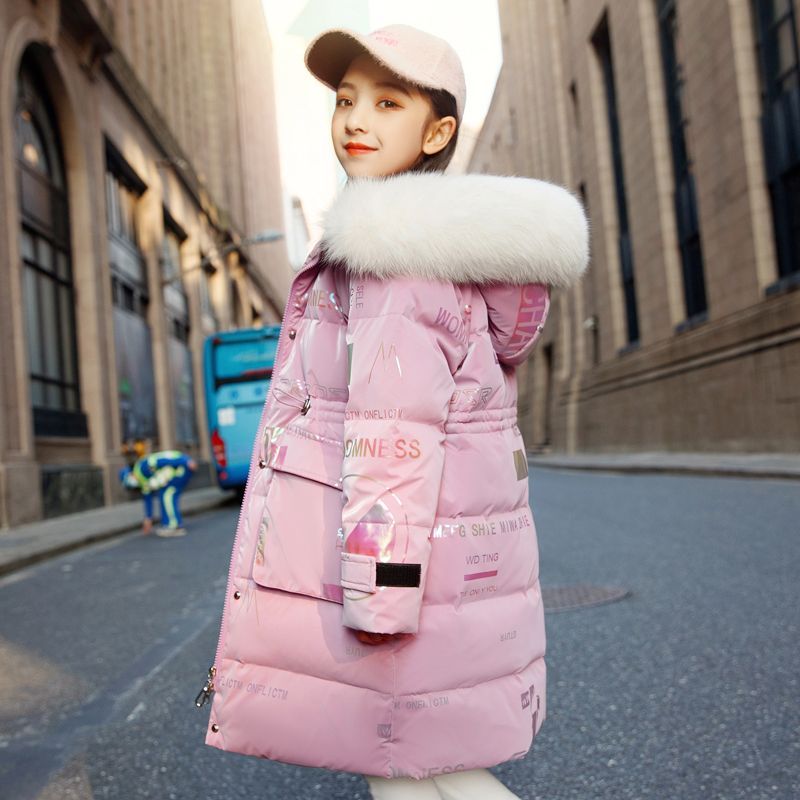 女童羽绒棉服2022新款洋气冬装中长款棉袄女孩儿童装加厚棉衣外套