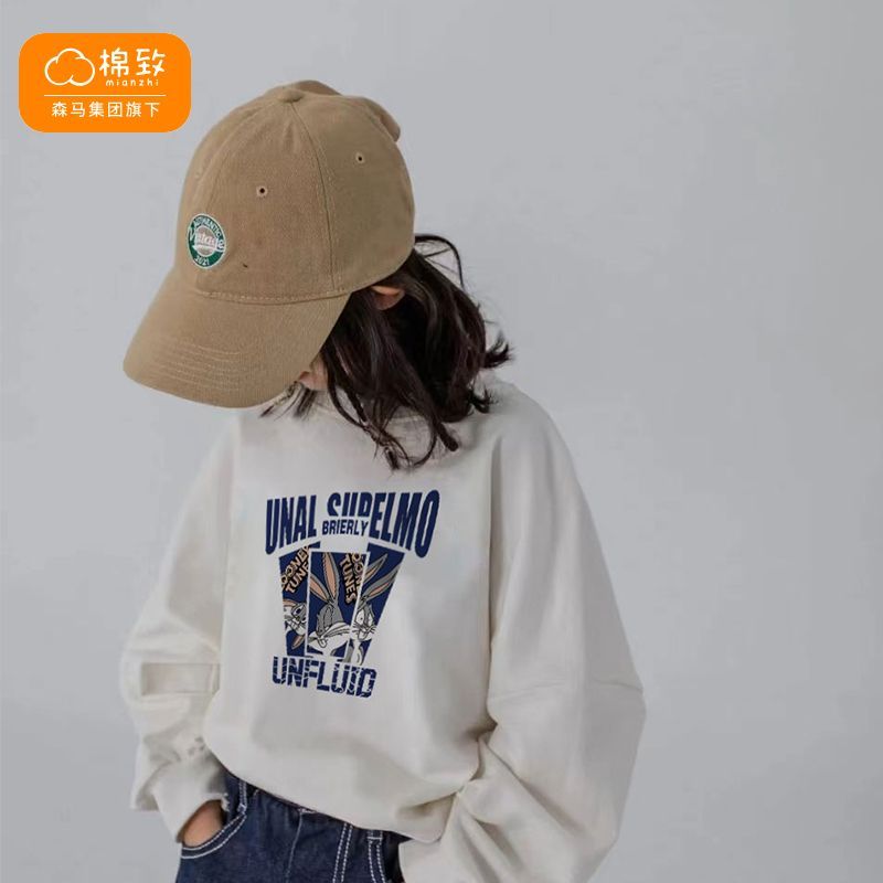 森馬棉致童女衛衣秋冬季薄款加絨衛衣圓領卡通韓版中大童上衣潮