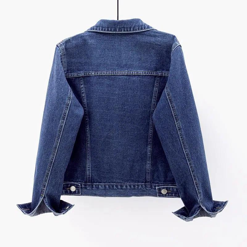 Spring and Autumn Denim Jacket Women's Short Slim Simple All-match Jacket Washed Cardigan Single-breasted Long-sleeved Top Trendy