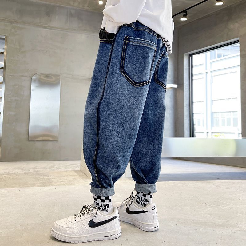 Boys' jeans spring, autumn and winter  new foreign style children's casual pants fat boys daddy pants big boys all-match