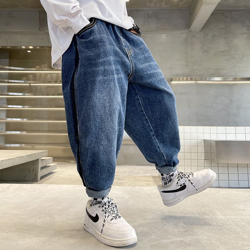 Boys' jeans spring, autumn and winter  new foreign style children's casual pants fat boys daddy pants big boys all-match