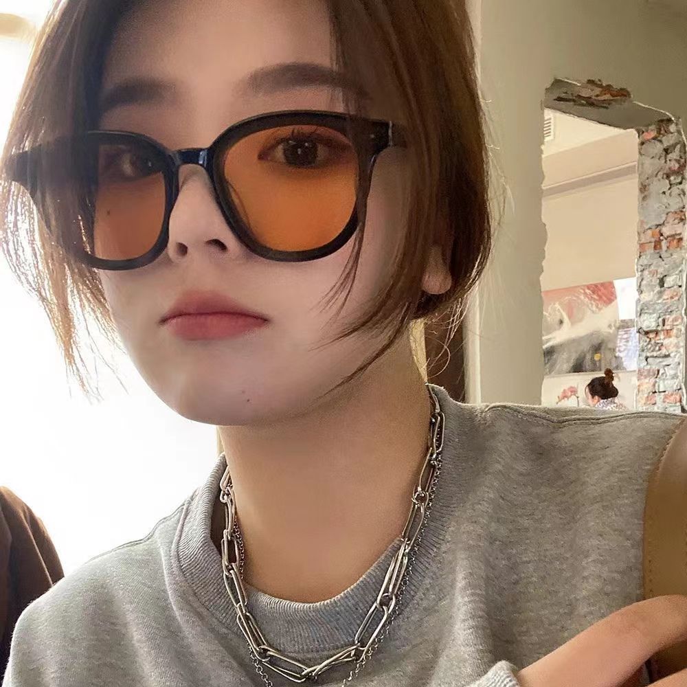 Colored sunglasses 2023 new trendy women's high-end sense ins Korean version sunglasses anti-UV internet celebrity hip-hop men