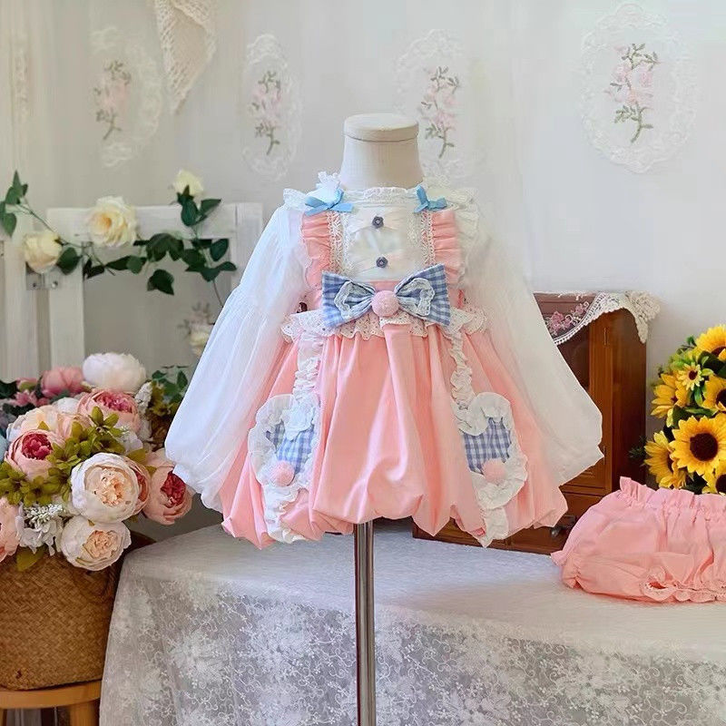 2023 new spring and autumn girls' princess dress short-sleeved dress one-year-old performance dress baby skirt Lolita skirt [completed on February 28]
