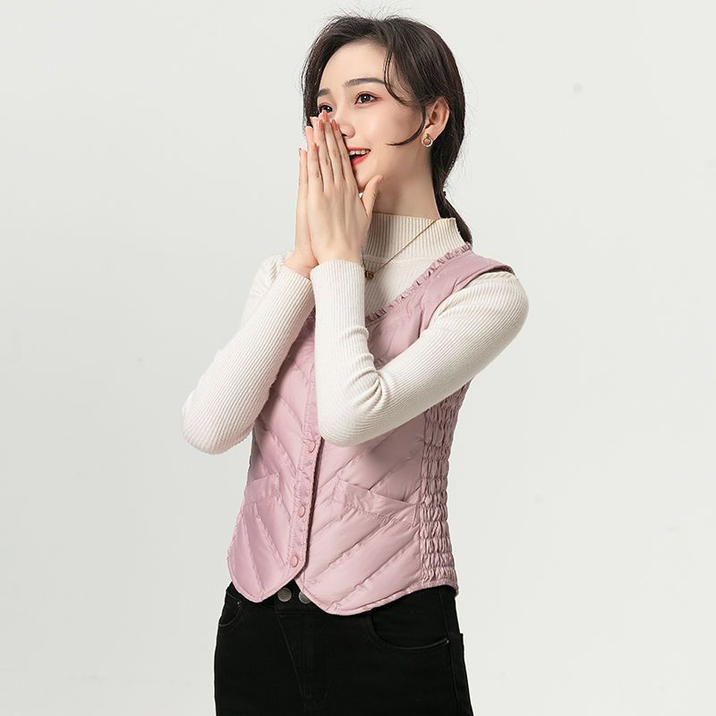 Real down vest women's inner wear light and close-fitting foreign style bottoming inner wear ladies vest warm inner tank top winter