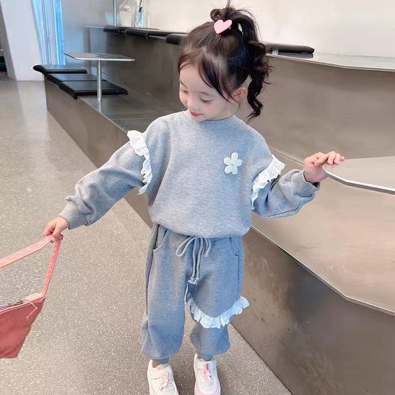 女童春秋裝新款洋氣兩件套兒童運動套裝寶寶套頭衛衣長褲時髦童裝