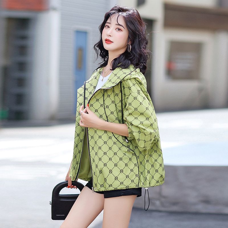 Spring women's short coat  new print early spring loose baseball uniform short spring and autumn top with windbreaker