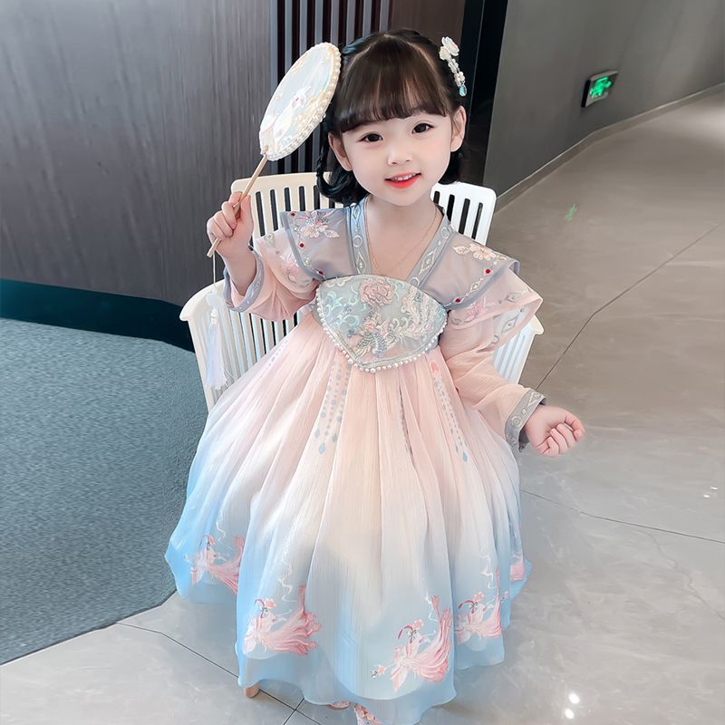 女童漢服兒童中國風超仙古裝連衣裙小女孩襦裙兒童春秋古風秋裝裙