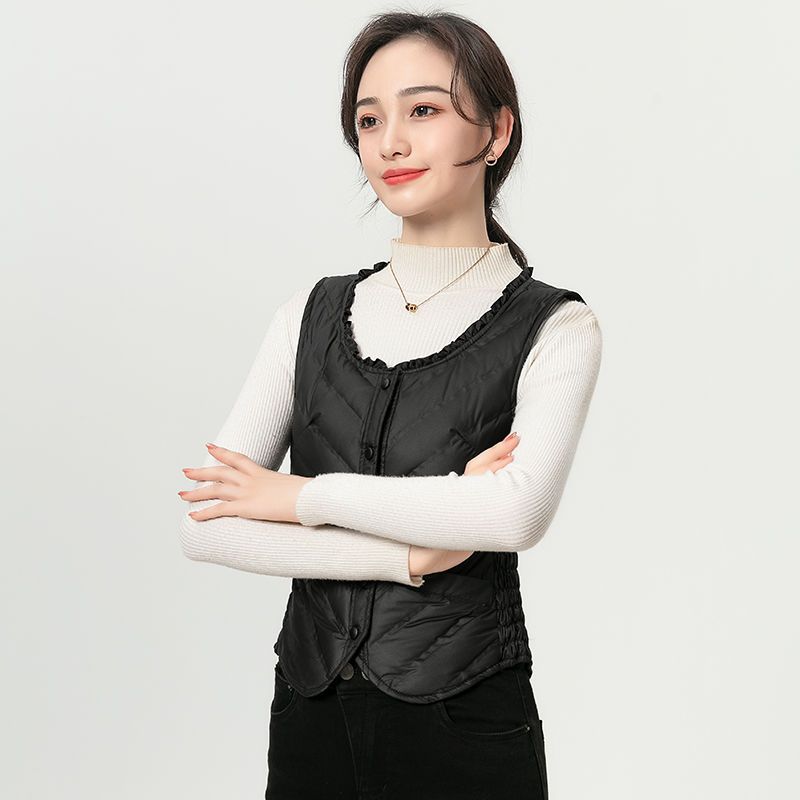 Real down vest women's inner wear light and close-fitting foreign style bottoming inner wear ladies vest warm inner tank top winter