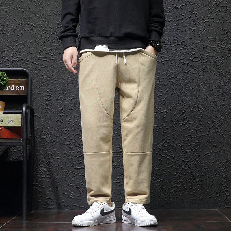 Spring American-style sweatpants men's casual pants loose large size Japanese simple khaki sports all-match long pants men