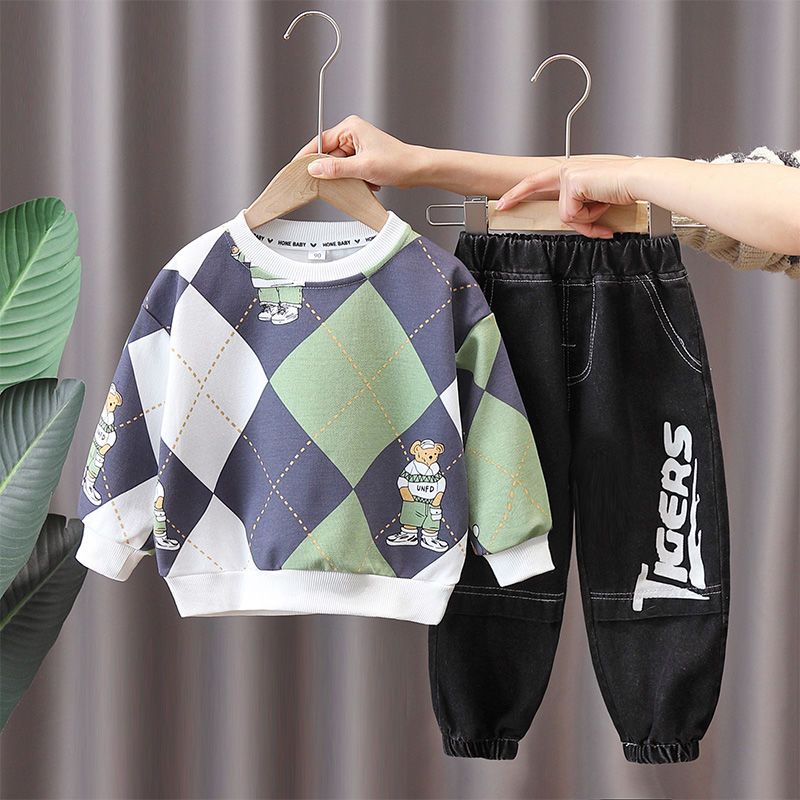 男童春裝套裝2023新款洋氣寶寶春秋季衣服潮兒童網紅帥氣韓范童裝