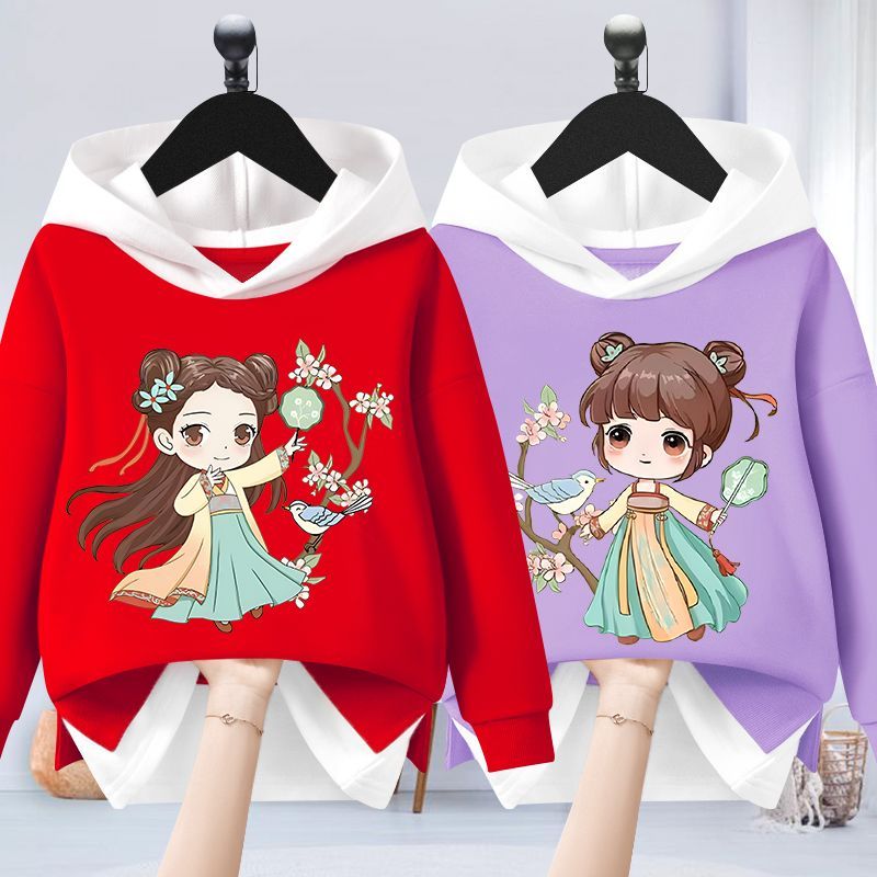 Girls 2022 autumn new children's clothing children's Korean version of foreign style sweater loose all-match fashion casual hooded top