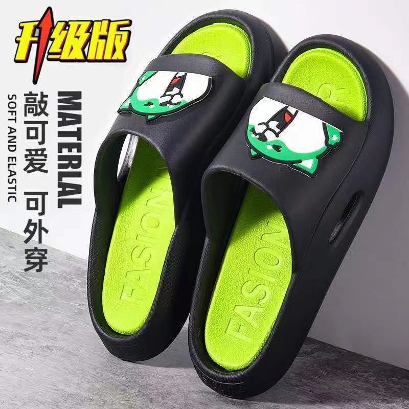 Men's and women's slippers stepping on feces, deodorant, wearable, thick bottom, wear-resistant, summer home, bathing, non-slip, couple flip flops
