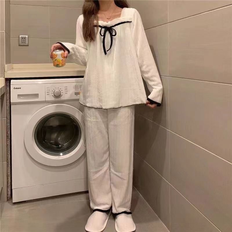 Coral fleece pajamas women's autumn and winter net red ins small fragrance student thick flannel outerwear home service suit