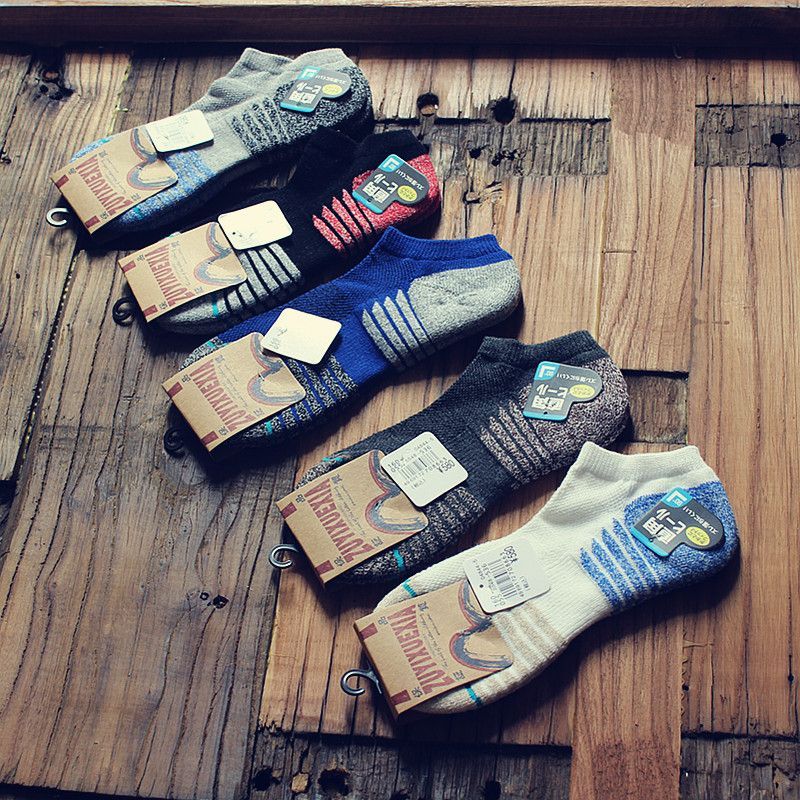5p , Handtuchsocken Herren-Kurzsocken Retro-Frottee aus reiner Baumwolle, kurze, verdickte Bootssocken, Sport-Handtuchsocken für Herbst und Winter_voghion.com
