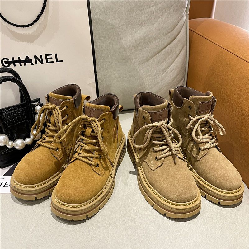  new camel soft-soled Martin boots women's soft-soled autumn and winter rhubarb boots spring and autumn ins British style short boots tide