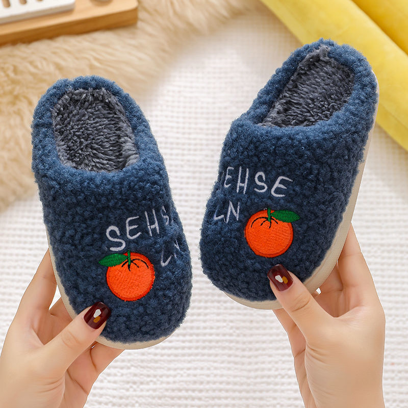 Winter new boys and girls cotton slippers non-slip thick bottom cotton slippers big and small children's slippers a family of three indoor cotton slippers