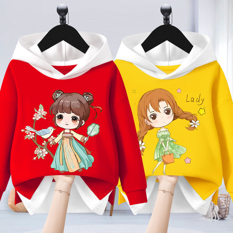 Girls 2022 autumn new children's clothing children's Korean version of foreign style sweater loose all-match fashion casual hooded top