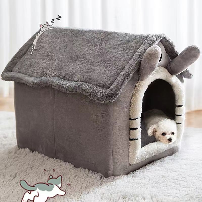 猫窝冬季保暖猫咪床半封闭式房子幼猫可拆洗四季通用狗窝宠物用品