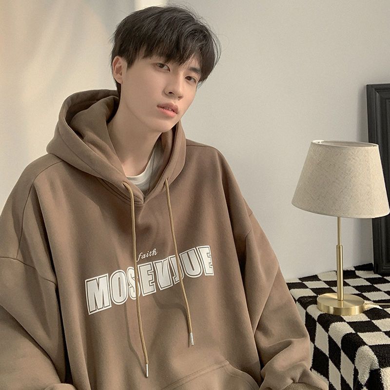 Spring and Autumn New Letter Printed Hooded Sweatshirt Men's Korean Style Trendy Ins Teen Tops Hong Kong Style Loose Jacket
