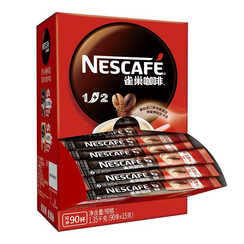 雀巢咖啡1+2特浓原味90条盒装三合一速溶咖啡粉官方旗舰正品30条
