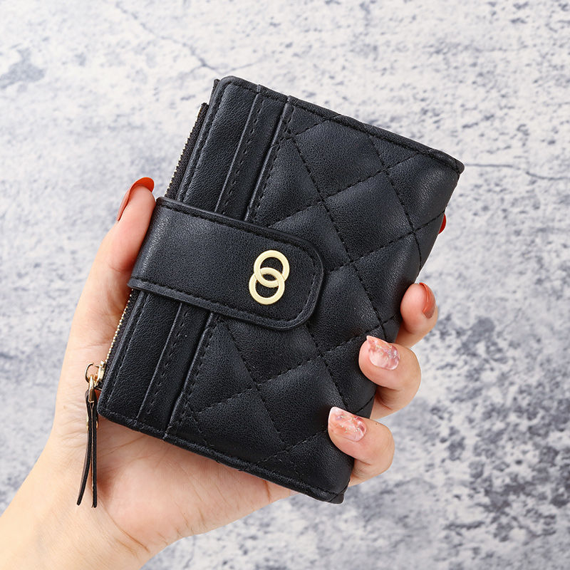 High-looking women's short wallet clutch  new ultra-light embroidered zipper buckle coin purse card bag