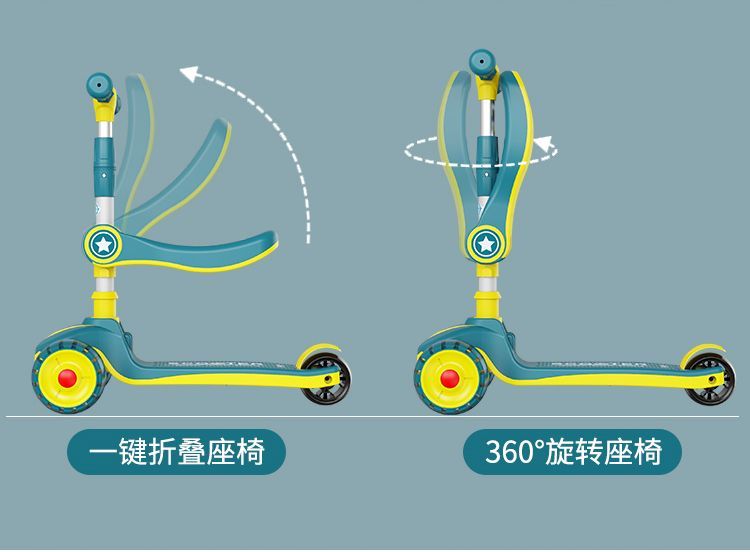 上海永久滑板车儿童1-3-6-8岁2男女小孩三合一宝宝滑滑可坐溜溜车