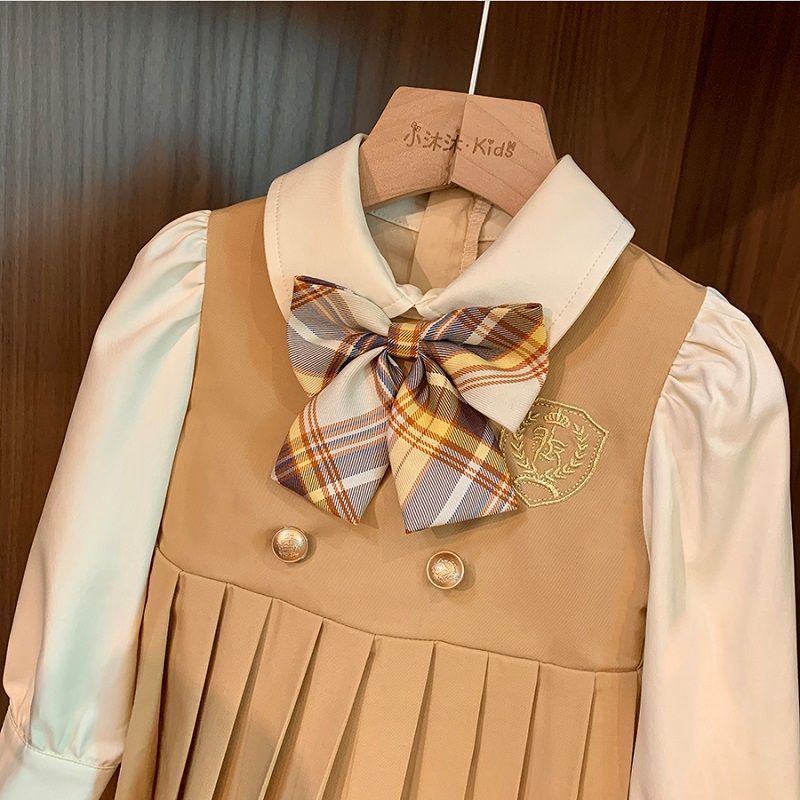 女童連衣裙JK秋裝2023新款中大兒童洋氣時髦學院風公主裙套裝裙子