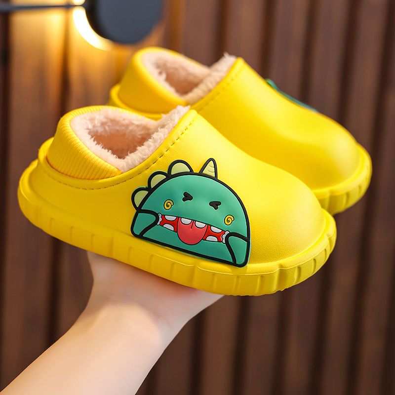 Winter baby cotton shoes bag with boys and girls parent-child waterproof EVA plus velvet warm 1-3 years old 2 children cotton slippers
