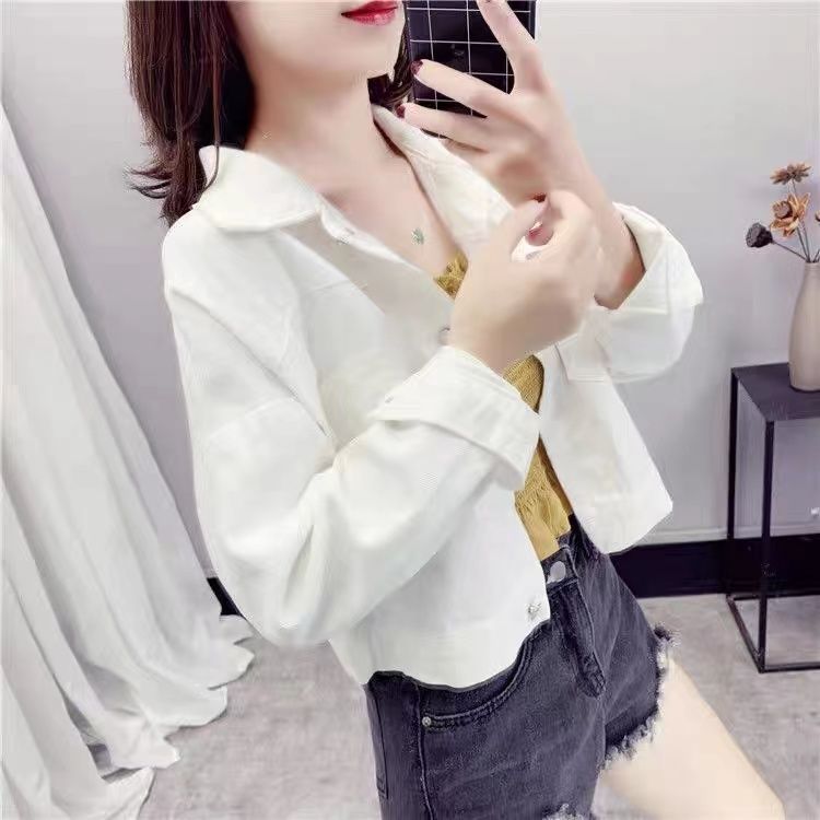 Spring and autumn coat pure cotton short section 2022 new Korean version all-match loose student small tooling denim jacket female