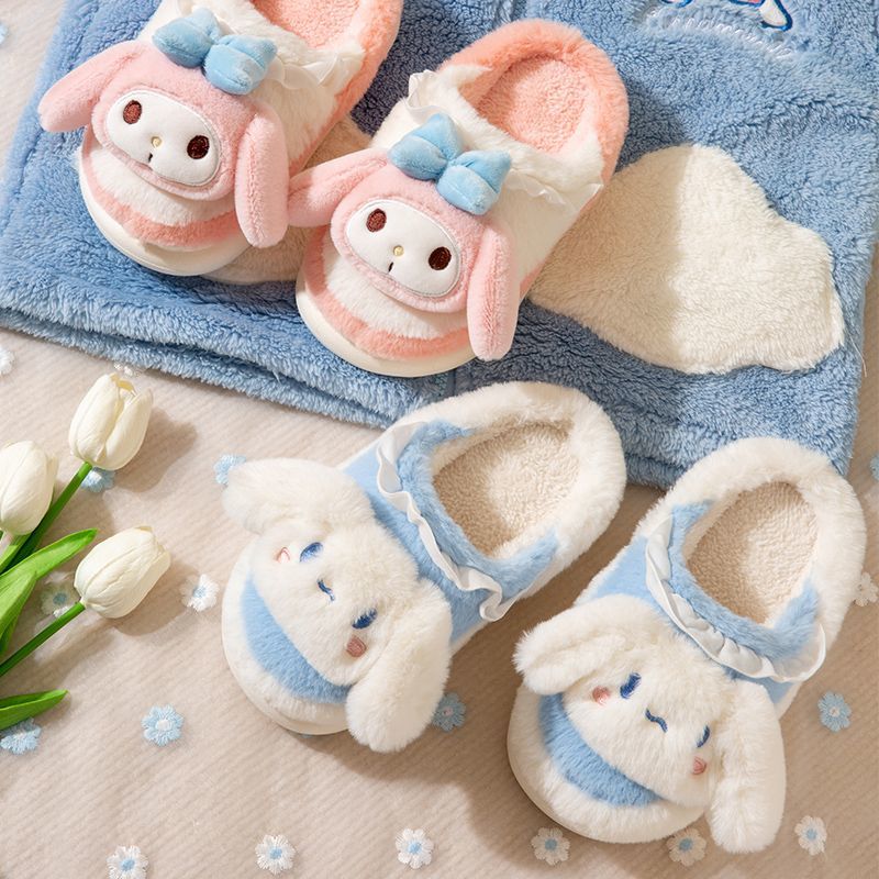 库洛米儿童棉拖鞋女童冬季新款家用可爱宝宝毛绒保暖亲子棉拖