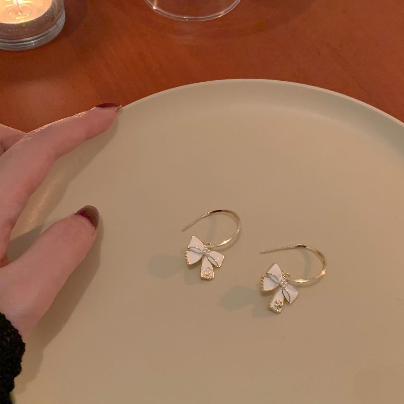 純銀耳釘蝴蝶結耳圈耳環2023年新款潮小眾設計耳飾女高級感氣質款
