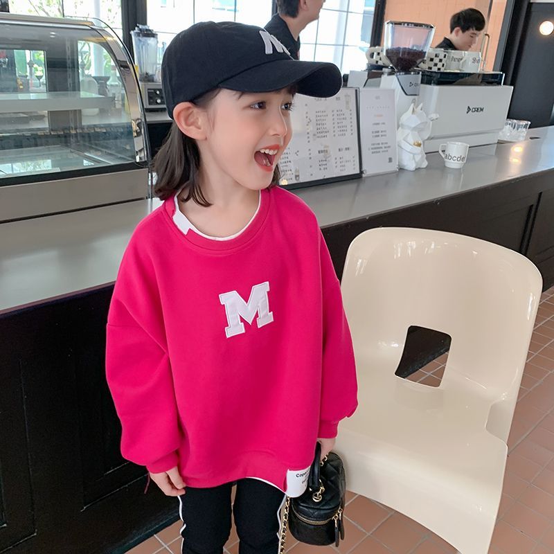 Girls' sweater spring and autumn models 2022 new baby girl children's clothing Korean version of the Western style loose children's autumn long-sleeved top