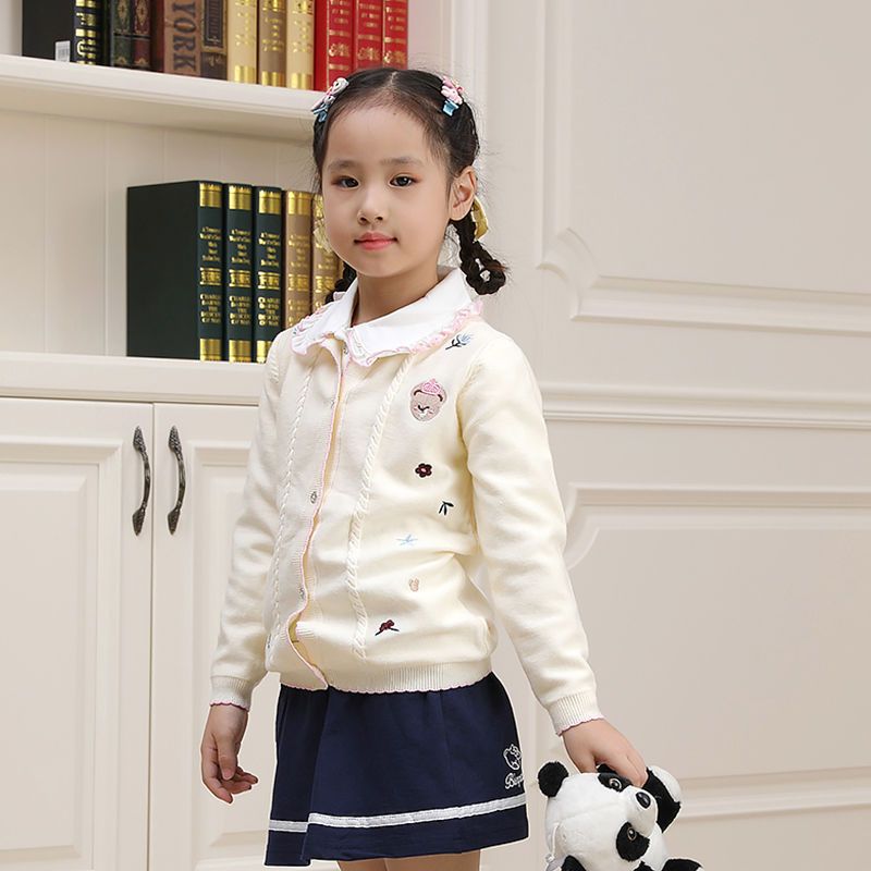 Children's clothing girls spring spring sweater new pink knitted cardigan jacket