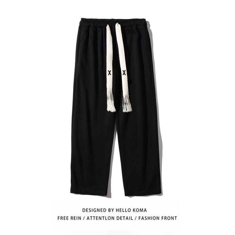 2023 new casual pants men's straight loose wide-leg pants spring and autumn Korean style trendy ins all-match ruffian handsome pants
