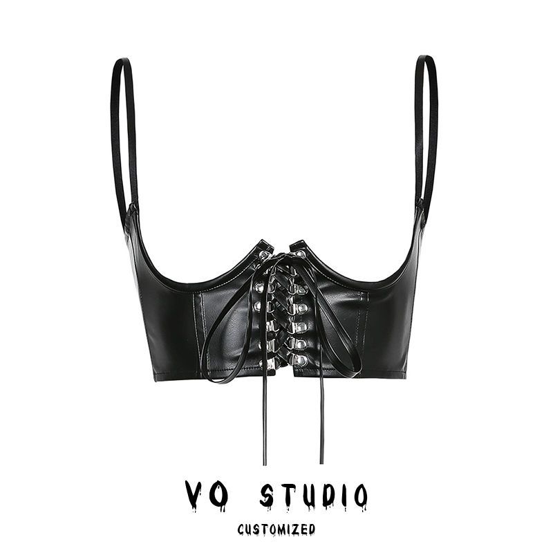 VO studio 2022年新款性感绑带皮质束腰托胸马甲腰封小背心紧身女
