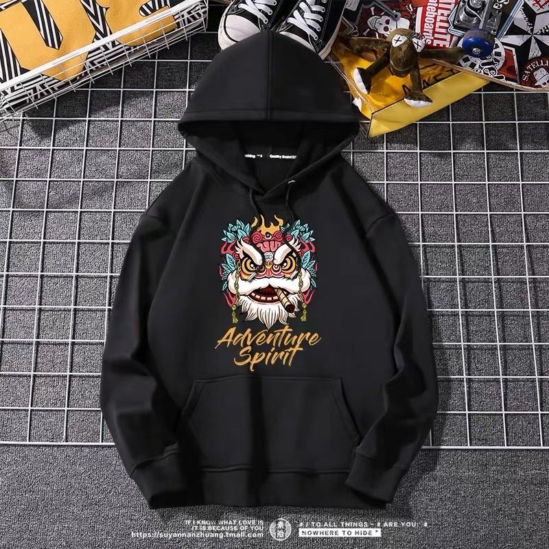 Online red money National tide Sweater Hooded male Chaopai Autumn and winter easy Chinese style Sun WuKong loose coat man trend Guard