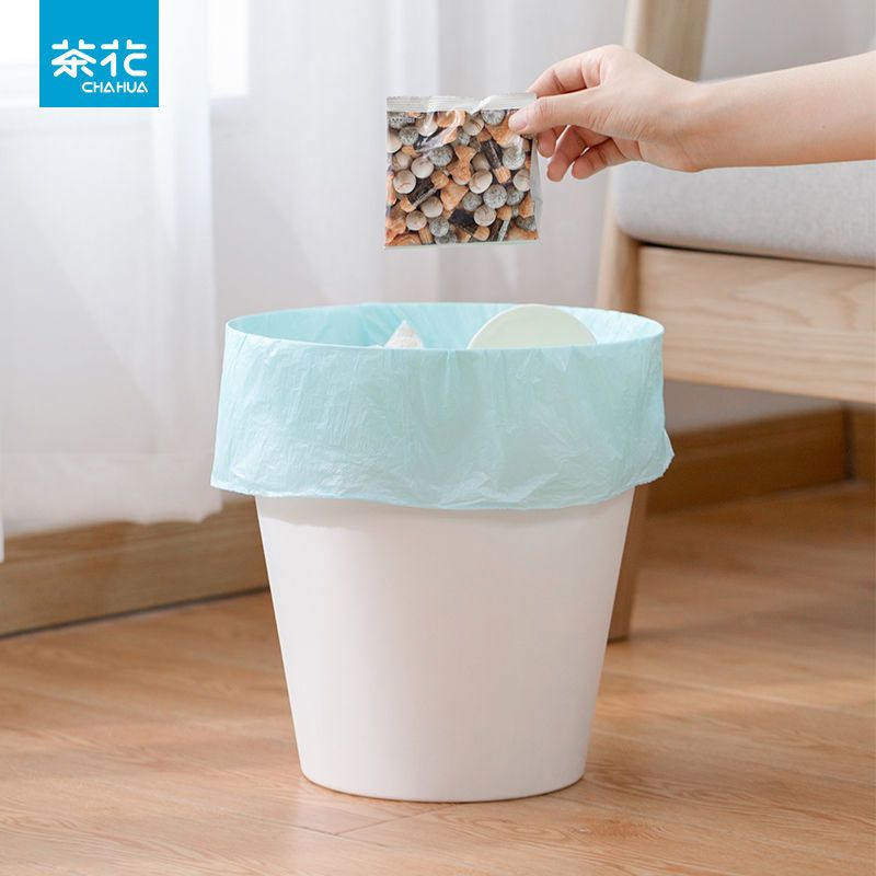 茶花平口垃圾袋家用厨房卫生间一次性塑料袋办公室宿舍加厚点断式