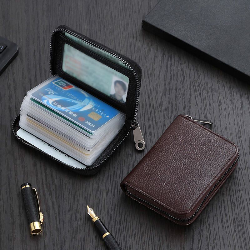 Anti-degaussing card holder men's leather texture anti-theft brush large-capacity card holder driver's license multi-card holder women's ID bag