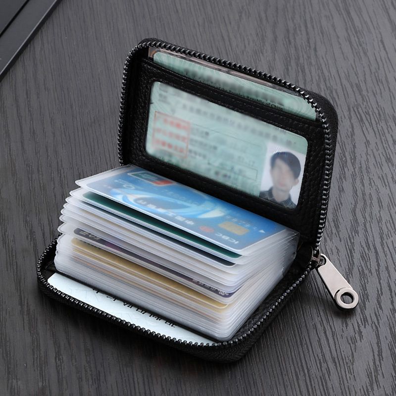 Anti-degaussing card holder men's leather texture anti-theft brush large-capacity card holder driver's license multi-card holder women's ID bag