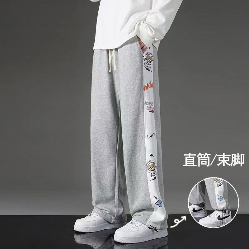 2023夏季新款休閒褲男寬鬆時尚潮流學生運動褲港風抽繩衛褲長褲子