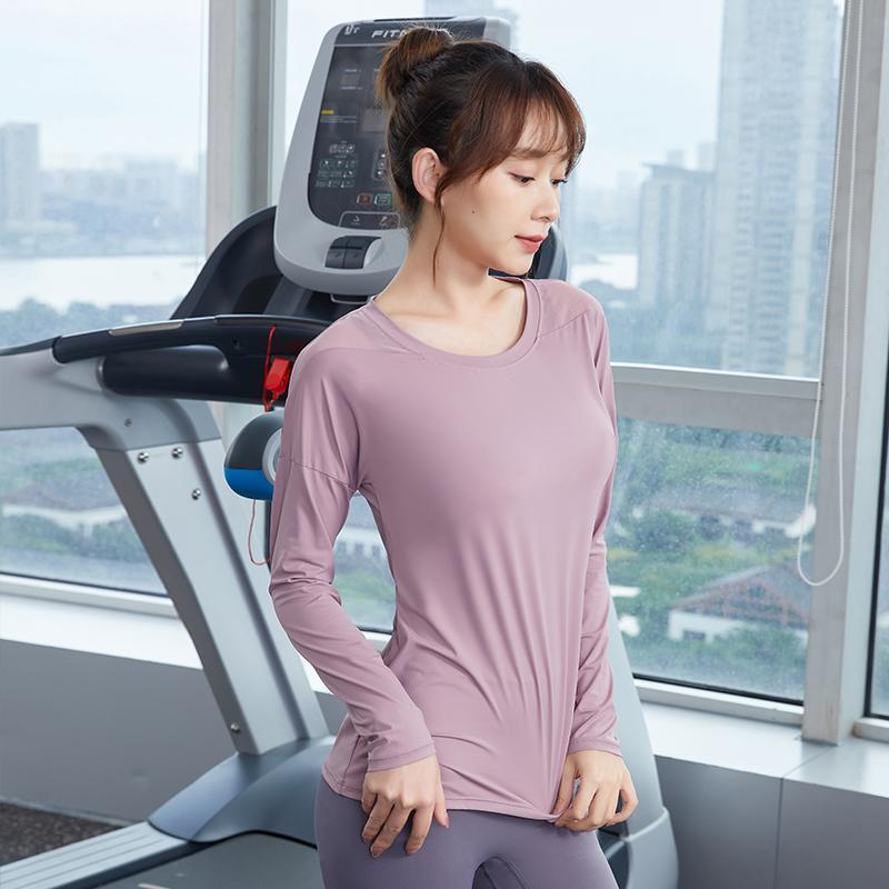 健身衣女性感透氣速乾衣彈性寬鬆顯瘦運動長袖跑步訓練瑜伽服罩衫