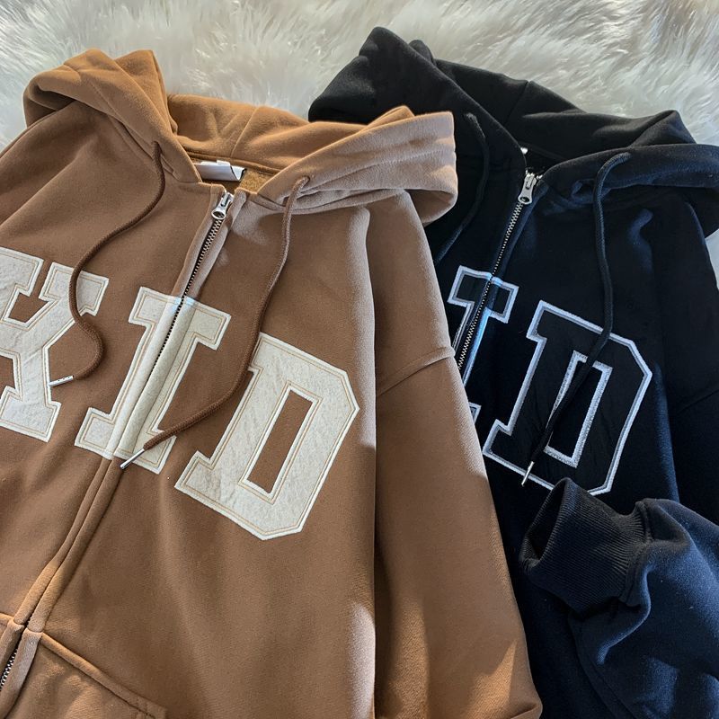 American trendy brand jackets for women, autumn outer wear hooded sweatshirts for men and women, loose trendy brand students, autumn thin couple cardigans