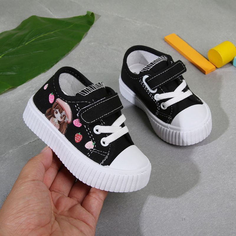 女童鞋2023春秋新款兒童帆布鞋小童透氣板鞋幼兒園寶寶室內休閒鞋