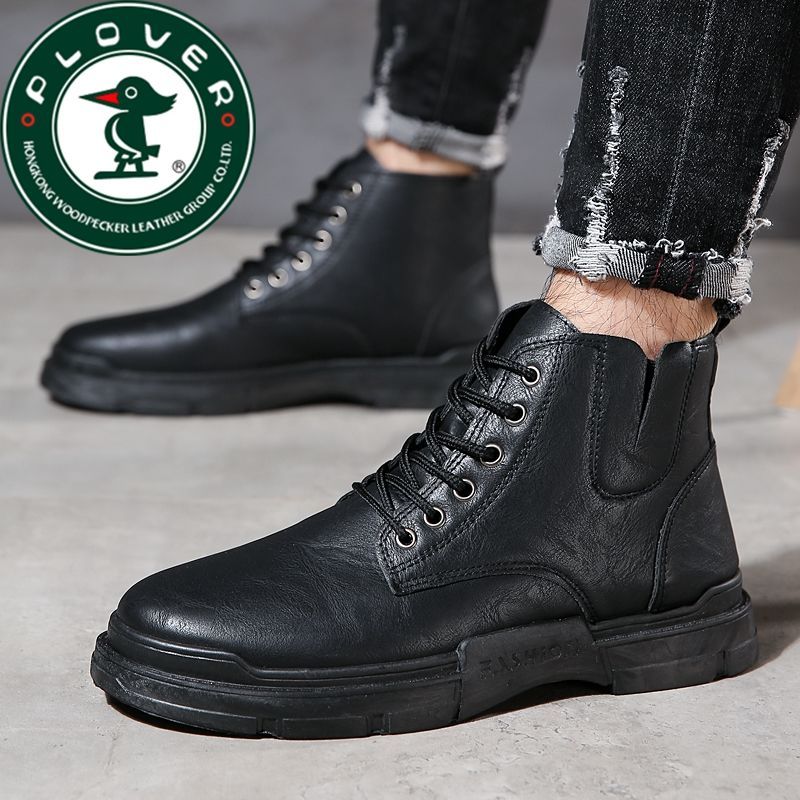 Woodpecker official website authentic men's tooling shoes labor insurance shoes work shoes high-top casual shoes autumn rhubarb Martin boots