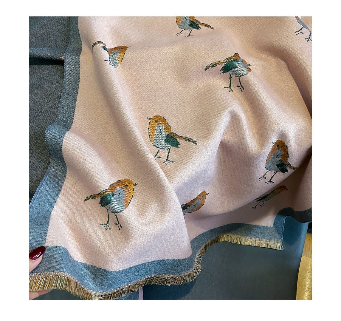 Light luxury fashion senior sense of one hundred magpie faux cashmere ladies winter new warm shawl scarf_voghion.com