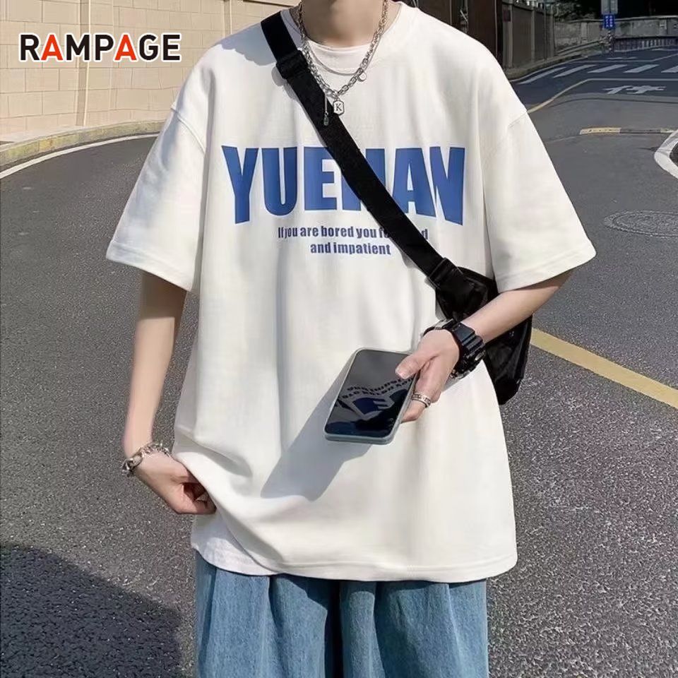 RAMPAGE男生短袖t恤潮牌夏季設計感小眾潮流ins百搭純棉寬鬆體恤