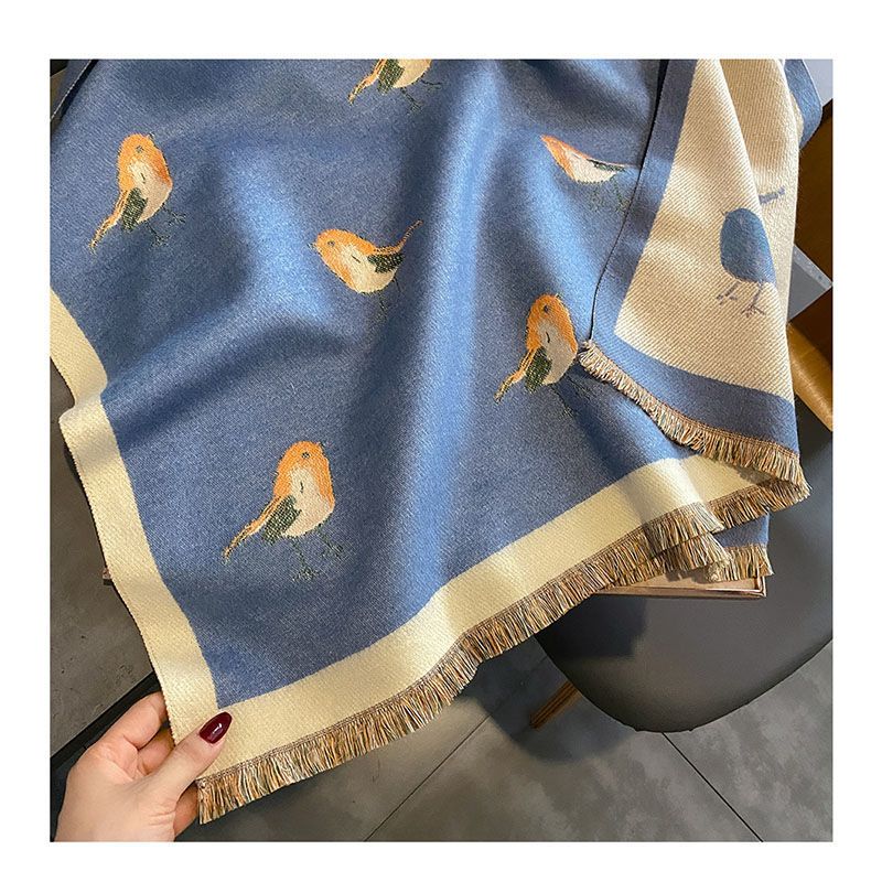 Light luxury fashion senior sense of one hundred magpie faux cashmere ladies winter new warm shawl scarf_voghion.com