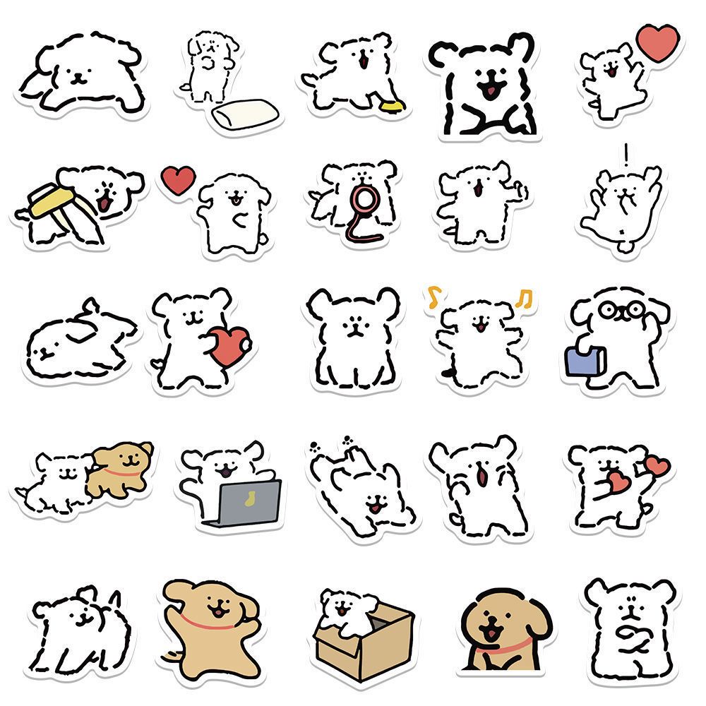 100 pieces of Maltese line puppy stickers cute expression pack decoration mobile phone case waterproof diy hand account stickers
